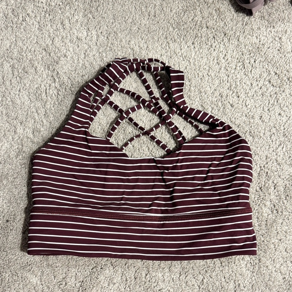 Lululemon Athletica Burgundy Striped Sports Bra